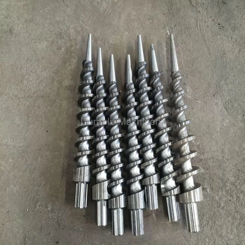 replaceable screw propellers of the briquettes extruder